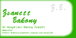 zsanett bakony business card